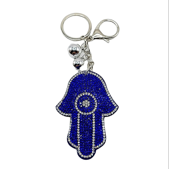 Accessories - Evil Eye Hamsa Plush Rhinestone Keychain